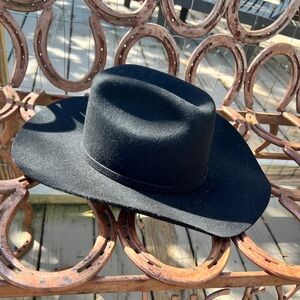 Ariat children’s Large Black 100% Wool Cowboy Hat EUC Punchy Bull Rider Cowgirl